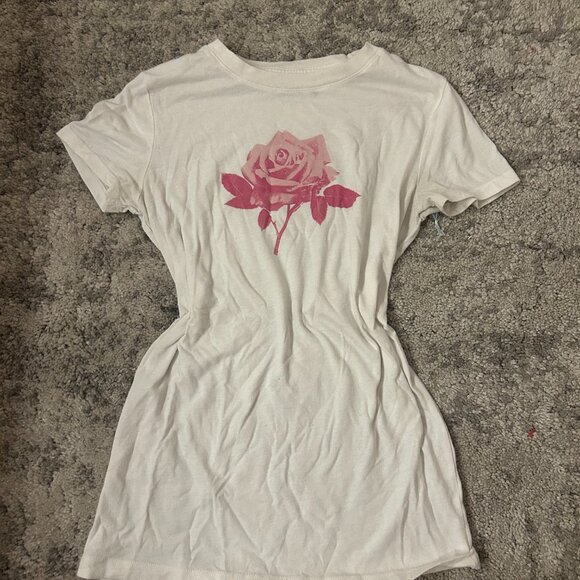 Aeropastle white shirt with rose, size small - Picture 2 of 4